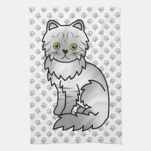 Paño De Cocina Gato Persa Gris Chinchilla Atigrado Plateado Lindo