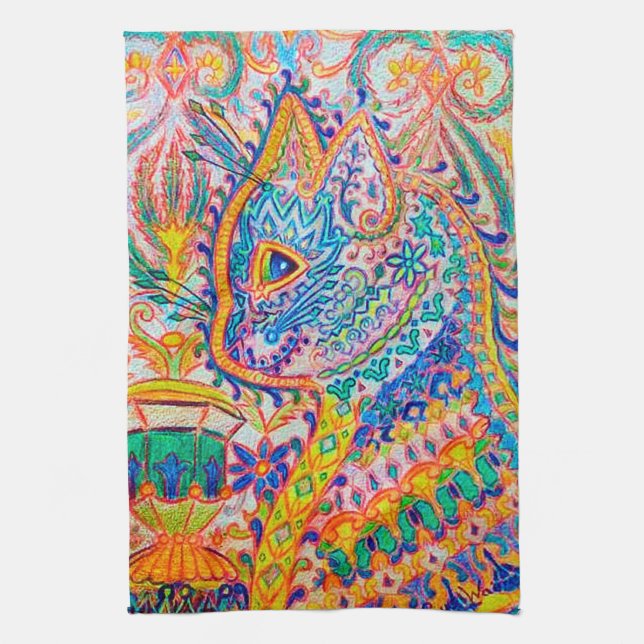 Paño De Cocina Gato psicodélico, Louis Wain (Vertical)