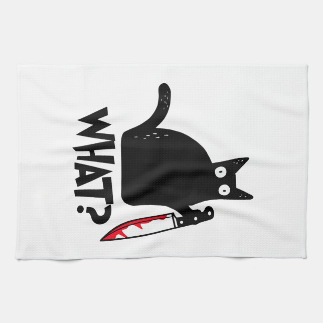 Paño De Cocina Gato Qué_ Gracioso Gato Negro  (Horizontal)