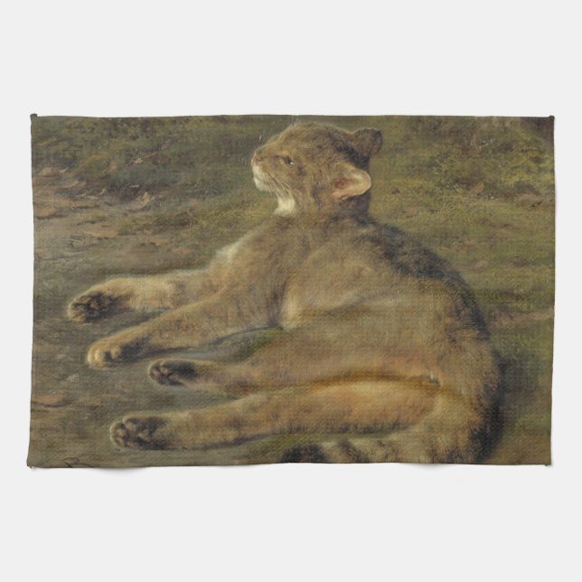Paño De Cocina Gato salvaje (de Rosa Bonheur) (Horizontal)