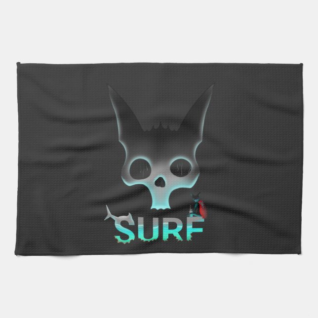 Paño De Cocina Gato Skull Graffiti Surf (Horizontal)