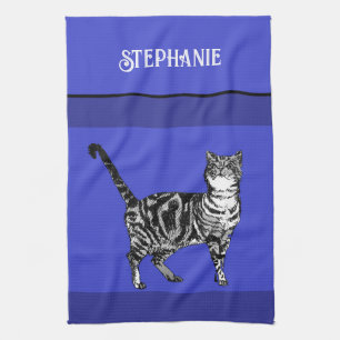 Paño De Cocina Gato Tabby Pastel Gatos Mujeres Marina Azul