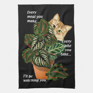 Paño De Cocina Gato, te veré cantar parodias de plantas artesana