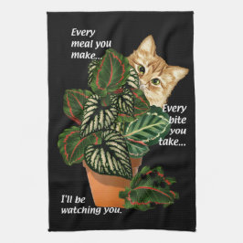 Paño De Cocina Gato, te veré cantar parodias de plantas artesanal