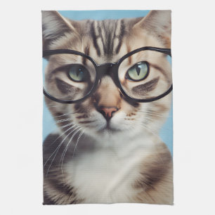 Paño De Cocina Gato vistiendo gafas