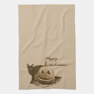 Paño De Cocina Gato y calabaza Feliz Halloween