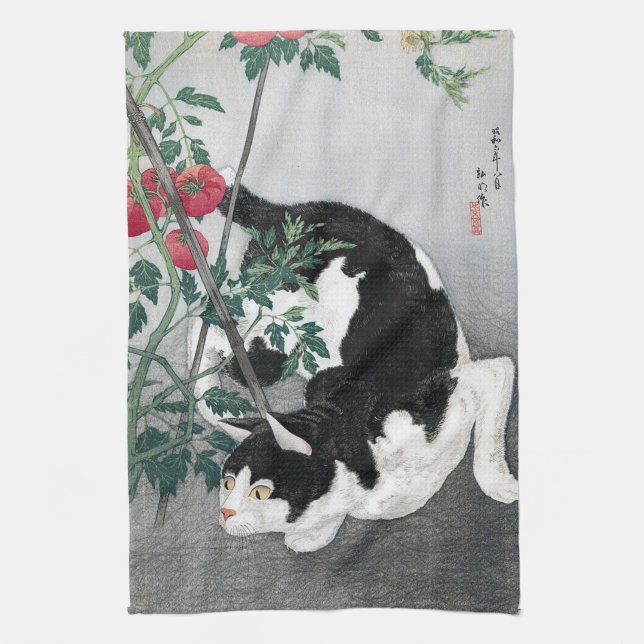 Paño De Cocina Gato y tomate, Takahashi Shôtei (Vertical)