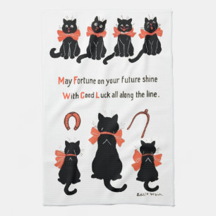 Paño De Cocina Gatos afortunados, Louis Wain