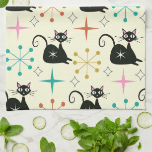 Paño De Cocina Gatos atómicos modernistas de mediados de siglo co