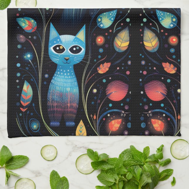 Paño De Cocina Gatos azules (Doblado)