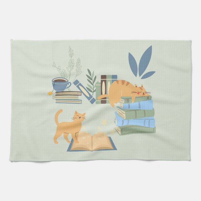 Paño De Cocina Gatos de biblioteca (Horizontal)
