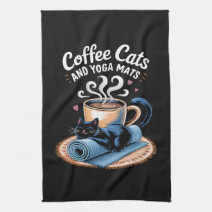 Paño De Cocina Gatos de Café y Alfombras de Yoga Gato de Yoga Div