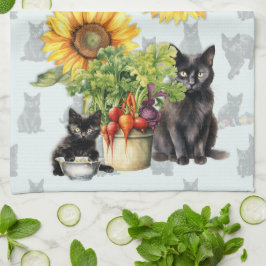 Paño De Cocina Gatos de granja Vegetales