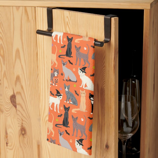 Paño De Cocina Gatos de Halloween (Pliegue de tercios)