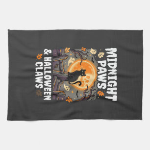 Paño De Cocina Gatos de Halloween travesuras de la luna