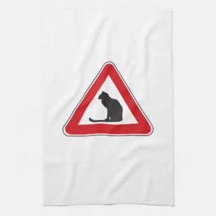 Paño De Cocina Gatos de la precaución, señal de tráfico, Itali