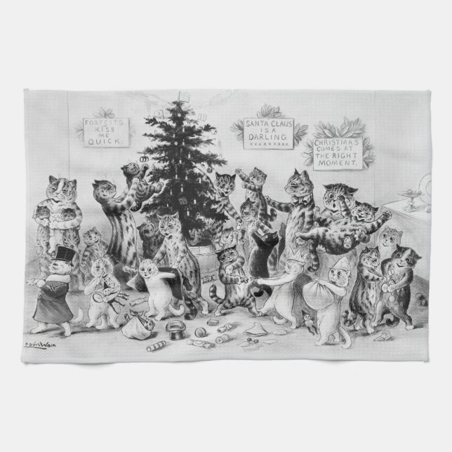 Paño De Cocina Gatos de los Navidades Louis Wain (Horizontal)