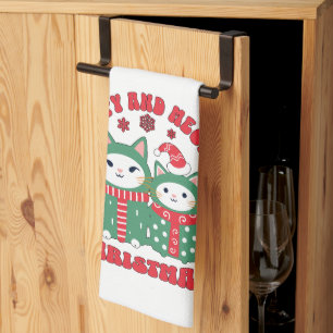 Paño De Cocina Gatos de Navidades felices y débiles