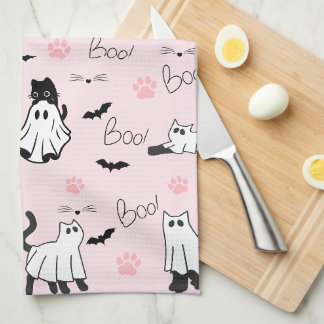 Paño De Cocina Gatos Fantasmas Adorables Halloween