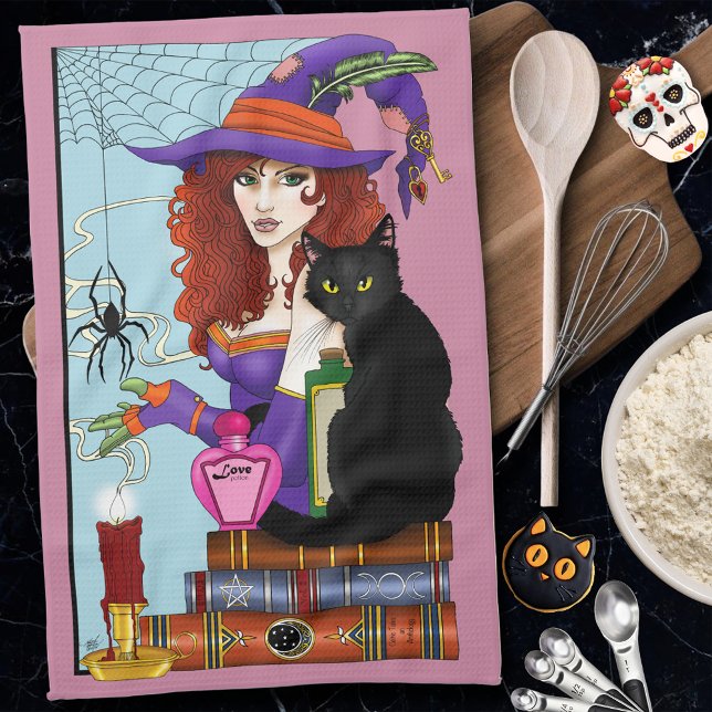 Paño De Cocina Gatos Libros Pociones De Brujas (Subido por el creador)