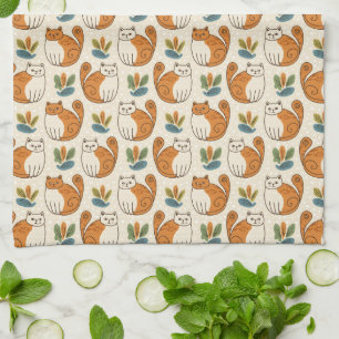 Paño De Cocina Gatos naranjas y blancos estilo arte ingenuo