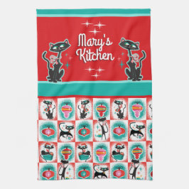 Paño De Cocina Gatos Navidades retro - Personalizable