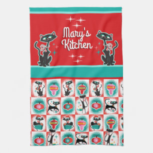 Paño De Cocina Gatos Navidades retro - Personalizable