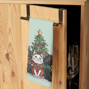 Paño De Cocina Gatos Navideños Adorables