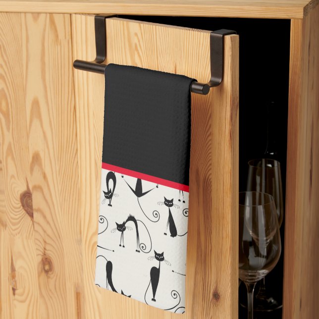 Paño De Cocina Gatos negros Kooky (Pliegue de tercios)