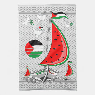 Paño De Cocina Gaza: Barcos de la Flotilla de Sumuda por la Liber