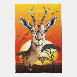 Paño De Cocina Gazelle Animal salvaje Antelope africano