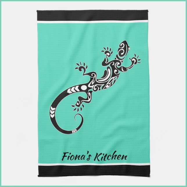 Paño De Cocina Gecko verde y negro del Mar del Suroeste (Subido por el creador)