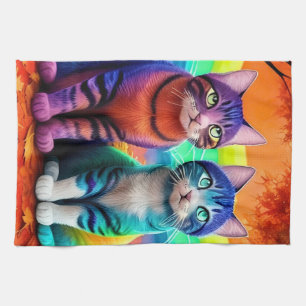 Paño De Cocina Gemelos De Arte Digital De Gatos-56467