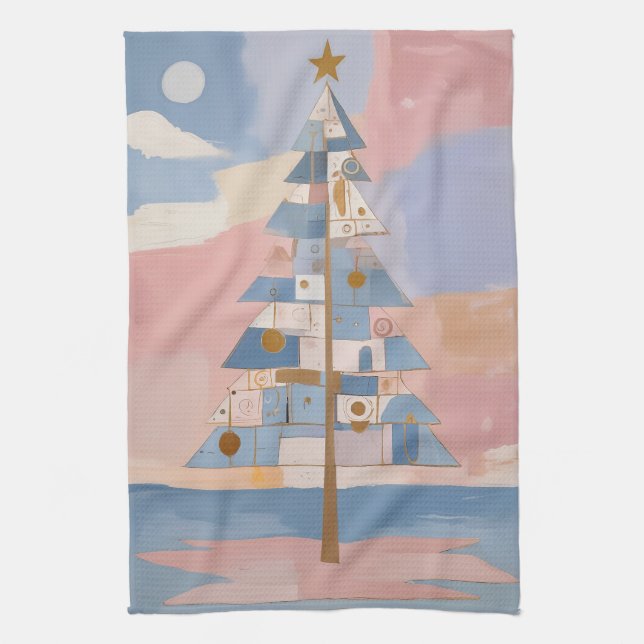Paño De Cocina Geometría abstracta de Navidad (Vertical)