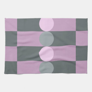 Paño De Cocina Geometría Retro Tiras Círculos Gris Púrpura