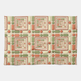 Paño De Cocina Geometric relief pattern in red and green