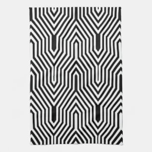 Paño De Cocina Geométrica Art Deco - blanco y negro
