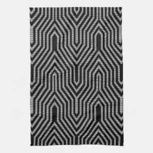 Paño De Cocina Geométrica Art Deco - blanco y negro