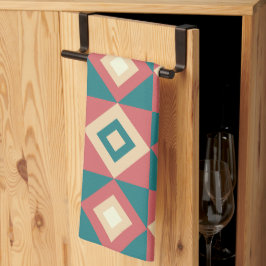 Paño De Cocina Geométrica de Diamante de Peach azul