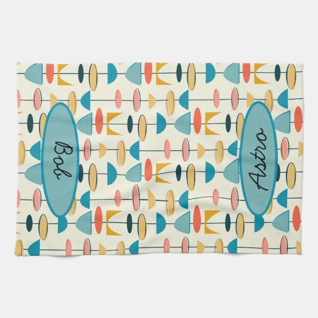 Paño De Cocina Geométrica, Mod, Retro, Cocina Moderna De Mediados (Horizontal)