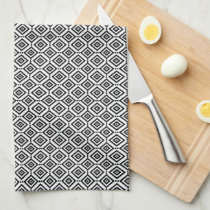 Paño De Cocina Geométrica moderna en blanco y negro