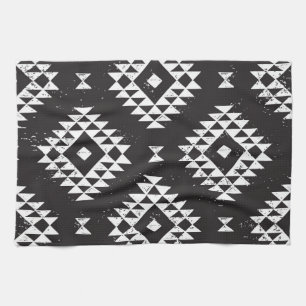 Paño De Cocina Geométrica Navajo: Tribal Blanco Negro.