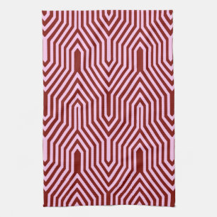 Paño De Cocina Geométrico Art Deco - burdeos y rosa