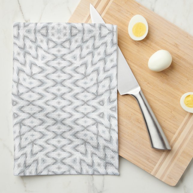 Paño De Cocina Geométrico blanco y gris monocromo (Doblado Cuarto)