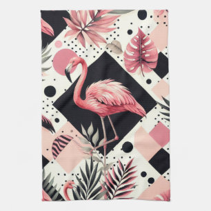 Paño De Cocina Geométrico de flamingo de corte