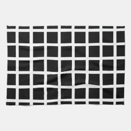 Paño De Cocina Geométrico del patrón cuadrado negro geométrico