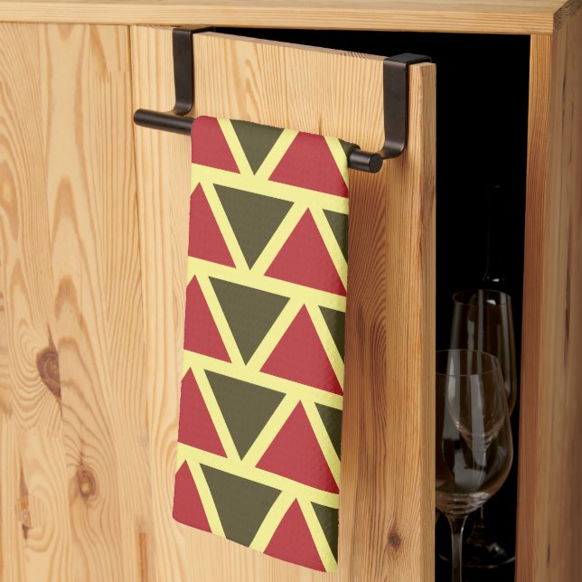 Paño De Cocina Geométrico del triángulo rojo verde (Pliegue de tercios)