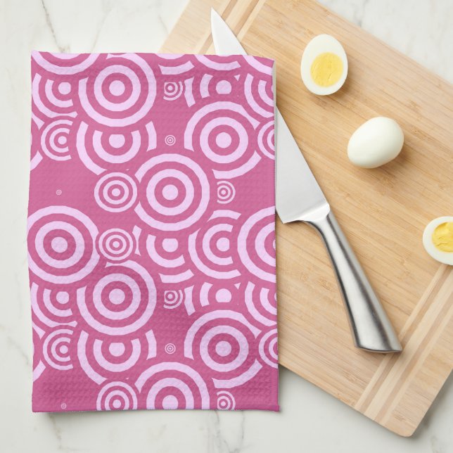 Paño De Cocina geométrico rosa y blanco (Doblado Cuarto)