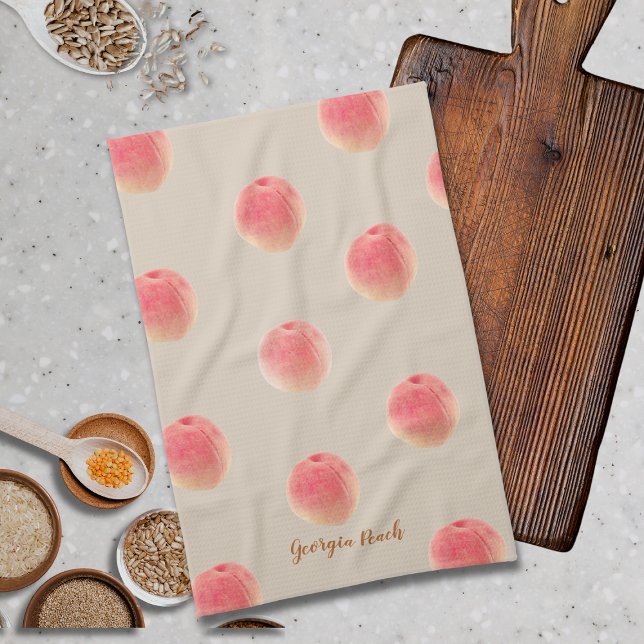 Paño De Cocina Georgia Peach Pattern Kitchen Towels  (Add a splash of Georgia with this customizeable Georgia Peach Kitchen Towel!)