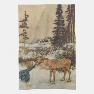 Paño De Cocina Gerda Vintage y reno por Edmund Dulac